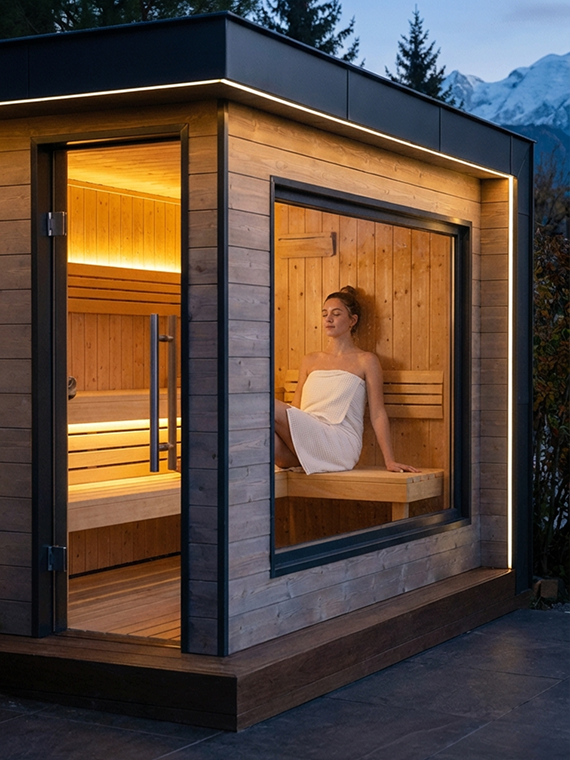Sauna sur-mesure — étapes et prestations C2K Charpente